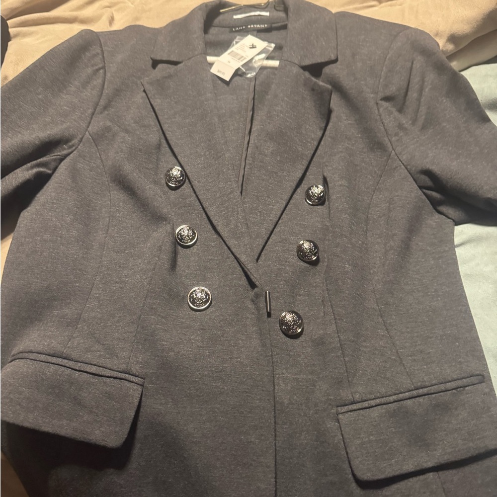 Lane Bryant Charcoal Double-Breasted Blazer